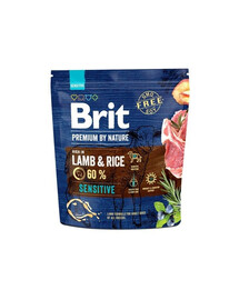 Brit Premium By Nature Sensitive Lamb & Rice 1kg granule pre psov s jahňacím mäsom a ryžou 1kg