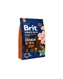 Brit Premium By Nature Sport Chicken 3kg - granule pro aktivní psy s kuřecím masem 3kg