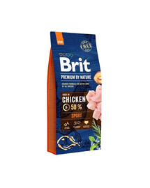 Brit Premium By Nature Sports Chicken 15 kg granule pre aktívnych psov a kurčatá