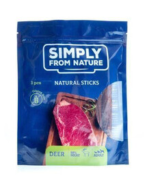 SIMPLY FROM NATURE prírodné cigary s jelením mäsom 3 ks jelenie mäsová pochúťka pre psov 3 ks