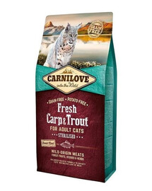 Carnilove Fresh For Adult Cats Sterilised Carp & Trout 6 kg granule pre dospelé sterilizované mačky s kaprom a pstruhom