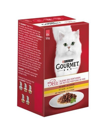 Gourmet Mon Petit Kurča v omáčke 6 x 50 g mokré krmivo pre mačky Kurča v omáčke 6 x 50 g