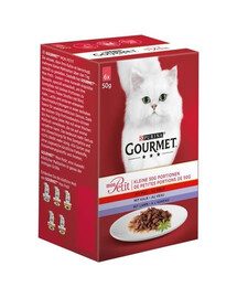 Gourmet Mon Petit Beef in Sauce mix (6x50g) - sada vlhkého krmiva pro kočky s hovězím masem 6 x 50g