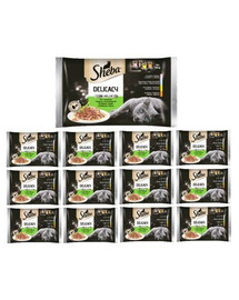 SHEBA Fine Flakes in Jelly mokré krmivo pre mačky v želé s bielou rybou, s lososom, s morčacím mäsom, s kuracím mäsom 52x 85 g