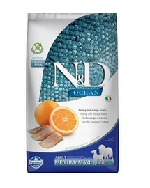 FARMINA N&D Ocean dog adult herring & orange medium & maxi granule pre psy veľkých a stredných plemien sleď a pomaranč 2,5 kg