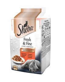 SHEBA sáček 6 x 50g Fresh & Fine - krmivo pro kočky v omáčce (kuřecí, hovězí, kachní) 6x50g