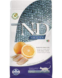 Farmina N&D Ocean Cat Herring orange Adult 5kg - suché krmivo pro dospělé kočky Sleď s pomerančem 5kg