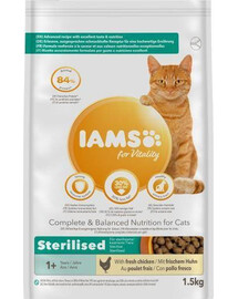 IAMS for Vitality krmivo pre dospelé mačky po kastrácii s kuraťom 1,5 kg