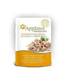 Applaws Natural Cat Food Tender Chicken Breast with Beef in a Tasty Jelly 70g - Prírodné krmivo pre mačky Jemné kuracie prsia s hovädzím mäsom v chutnom želé 70g