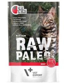VETEXPERT RAW PALEO Kitten beef 100 g hovädzie mokré krmivo pre mačiatka