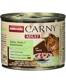 Animonda Carny Adult Huhn Pute Kaninchen 200g - vlhké krmivo pre dospelé mačky s kuracím, morčacím a králičím mäsom 200g