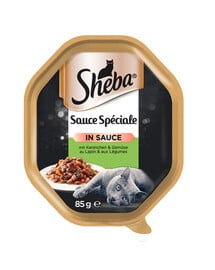 SHEBA Sauce Speciale s králíkem, kachnou a zeleninou 85g - mokré krmivo pro kočky v omáčce