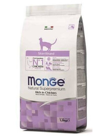 MONGE Cat sterilizované kura 1,5 kg granule pre sterilizované mačky 1,5 kg