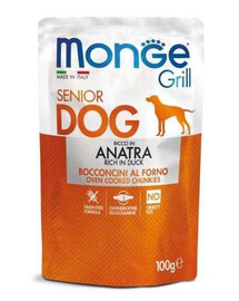 MONGE Grill Dog Senior krmivo pre psov s kačicou 100 g