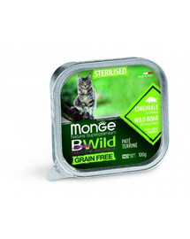 MONGE BWild Sterilized pre sterilizované mačky s diviakom pre sterilizované dospelé mačky 100 g