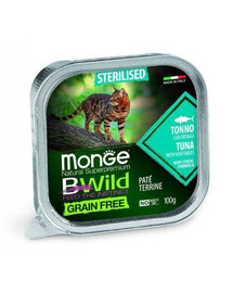 MONGE BWild GF krmivo pre sterilizované mačky tuniak 100 g vlhké krmivo pre sterilizované mačky 100 g