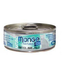 MONGE Natural Cat 80 g mokré krmivo pre mačky, morské plody a kura 80 g