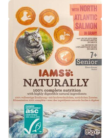 IAMS Naturally Senior Cat so severoatlantickým lososom v omáčke 85 g