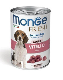 MONGE Fresh Dog Vitello Adult 400 g konzerva pre psy teľacie v cestíčku