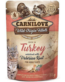 Carnilove Turkey & Valerian 85 g kapsička pre mačky a morkú a valeriány lekárskej