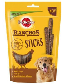 PEDIGREE Ranchos Sticks 600 g (10x 60 g) maškrty pre psov s kuracou pečeňou