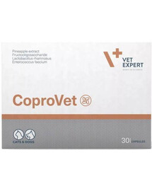 VETEXPERT CoproVet prípravok odrádzajúci od jedenia výkalov 30 kapsúl prípravok pre psy a mačky 30 kapsúl.