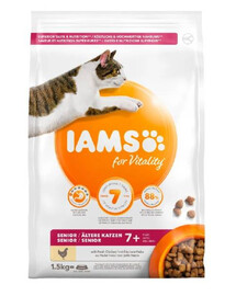 IAMS For Vitality Cat Senior Chicken krmivo pre staršie mačky s kuracím mäsom 1,5 kg