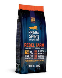 Primal 65% Rebel Farm Dog Food 12 kg granule bez obilnín pre dospelých psov všetkých plemien
