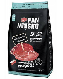 Pán Mięsko 3 kg granule pre dospelé psy, bravčové mäso s diviakom XL 3 kg