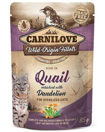 CARNILOVE Quail & Dandelion 24x 85 g mokré krmivo pre kastrované mačky Prepelica s púpavou