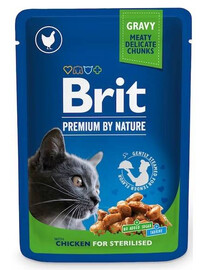 BRIT Premium Adult Sterilized kapsičky pre mačky s kuracím mäsom 24x 100 g