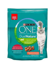 PURINA ONE Dual Nature Spirulina Krmivo pro dospělé kočky Hovězí maso jako první složka 750 g