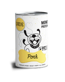 Paka Zwierzaka PEPE bravčové mäso 99% bezobilná konzerva pre psov všetkých vekových kategórií 400 g