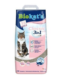 BIOKAT'S Classic Fresh 3v1 bentonitová podstielka s vôňou púdru pre mačky 10 l