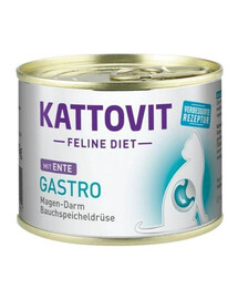 KATTOVIT gastro Duck Diet For Cats vlhké krmivo pre mačky s problémami tráviaceho ústrojenstva 185 g