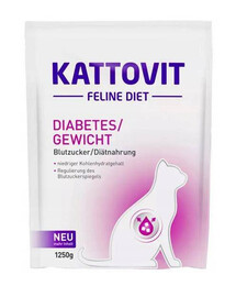 KATTOVIT Diabetes Weight Diet For Cats granule pre diabetické mačky 1,25 kg