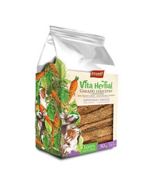 Vita Herbal Snack pre hlodavce a králiky lieskovoorieškové vetvičky s mrkvou 50 g