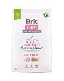 Brit care dog sustainable adult small chicken insect granule pre dospelých psov malých plemien 3 kg
