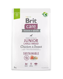 Brit care dog sustainable junior large breed chicken insect granule pre mladých psov veľkých plemien 3 kg