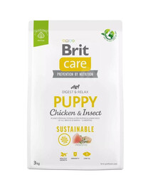 Brit care dog sustainable puppy chicken insect granule pre šteňatá a mladé psy 3 kg