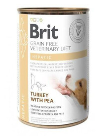 BRIT Veterinary Diet Hepatic Turkey&Pea krmivo pre psov na ochorenie pečene 400 g