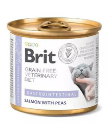 BRIT Veterinary Diet Gastrointestinal losos&hrášok pre mačky pre citlivý tráviaci systém 200 g