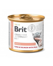 BRIT veterinárne krmivo tuniak&losos&hrach pre mačky s ochorením obličiek 200 g