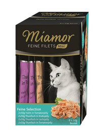 MIAMOR Feine Filets Mini Multibox v želé 8x 50 g kuracie mäso a tuniak s paradajkami