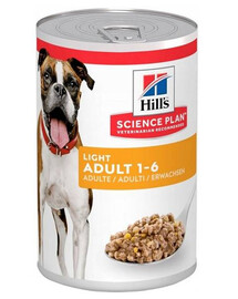 HILL'S Science Plan Canine Adult Light Chicken mokré krmivo pre dospelých psov s nadváhou s kuracím mäsom 370 g