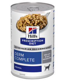 HILL'S Prescription Diet Derm Complete Canine vlhké krmivo pre psov s potravinovými alergiami a precitlivenosťou 370 g
