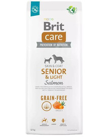 Brit care dog grain-free senior&light lososové granule pre staršie psy s nadváhou 12 kg