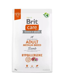 Brit care dog hypoallergenic adult medium lamb granule pre dospelé psy stredných plemien 3 kg