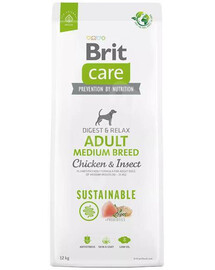 Brit care dog sustainable adult medium chicken insect granule pre dospelých psov stredných plemien 12 kg