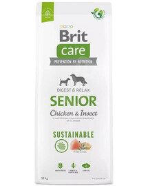 Brit care dog sustainable senior kuracie insect granule pre staršie psy 12 kg